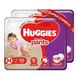 Huggies Wonder Pants, Medium (M) Size 100 count at Rs.833 (Apply Rs.75 Coupon)